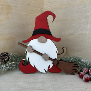 Festive Garden Gnomes Holding Broom