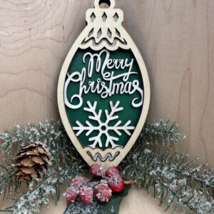 Christmas Ornament - Merry Christmas with Snowflake
