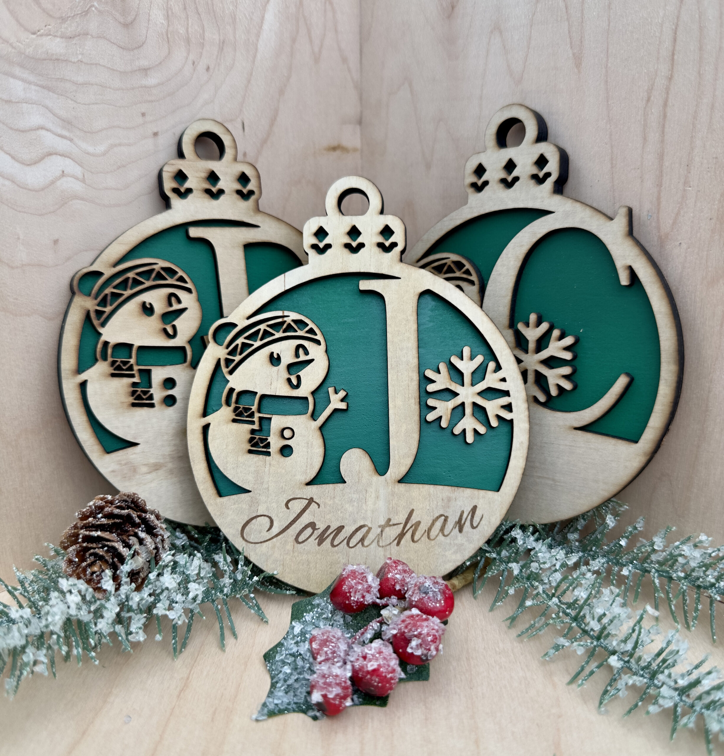 Snowman Letter Ornaments with Custom Engraving Snowman Letter Ornaments with Custom Engraving - Image 3