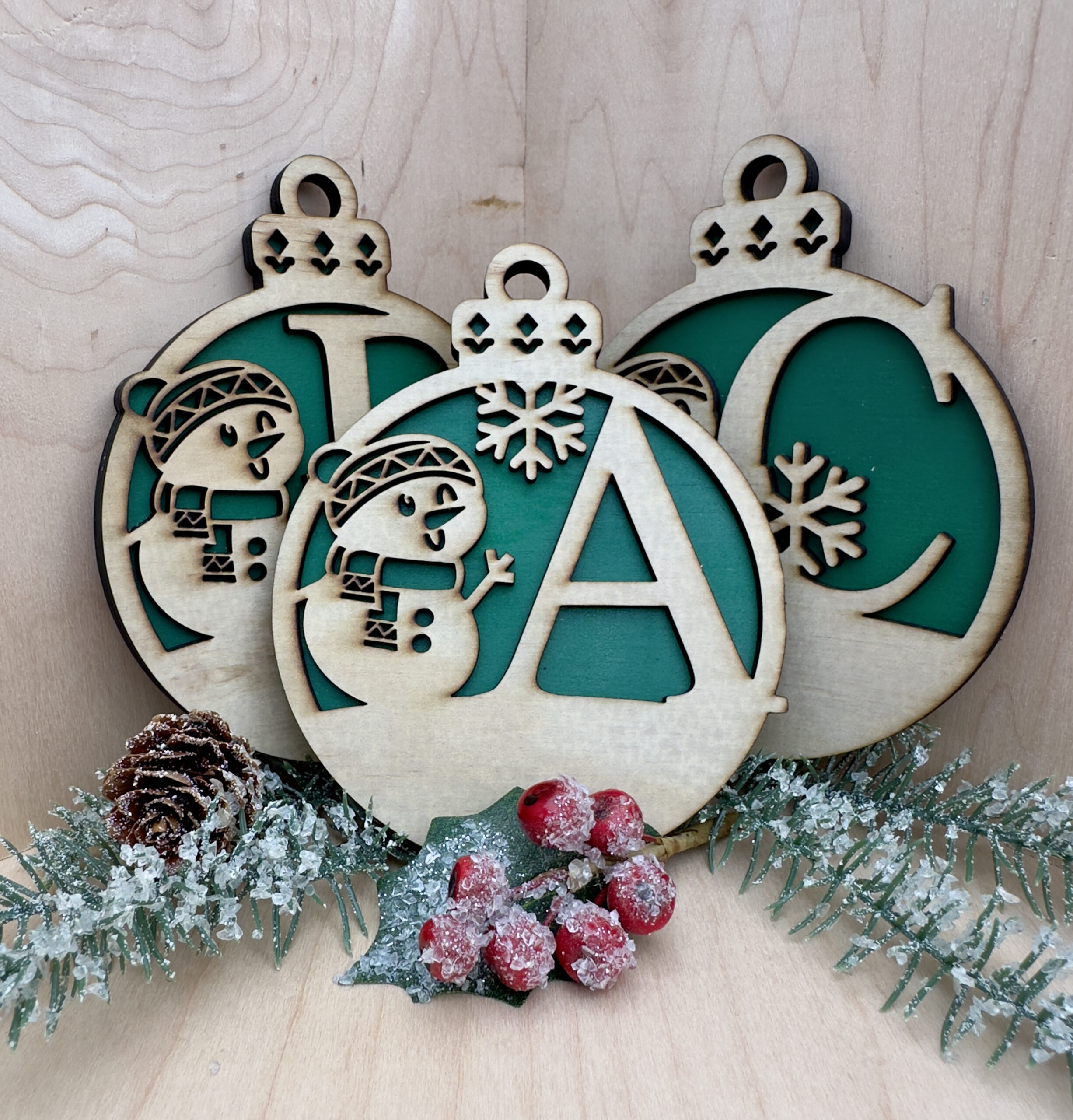 Snowman Letter Ornaments with Custom Engraving Snowman Letter Ornaments with Custom Engraving - Image 4