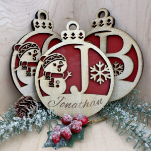 Snowman Letter Ornaments with Custom Engraving