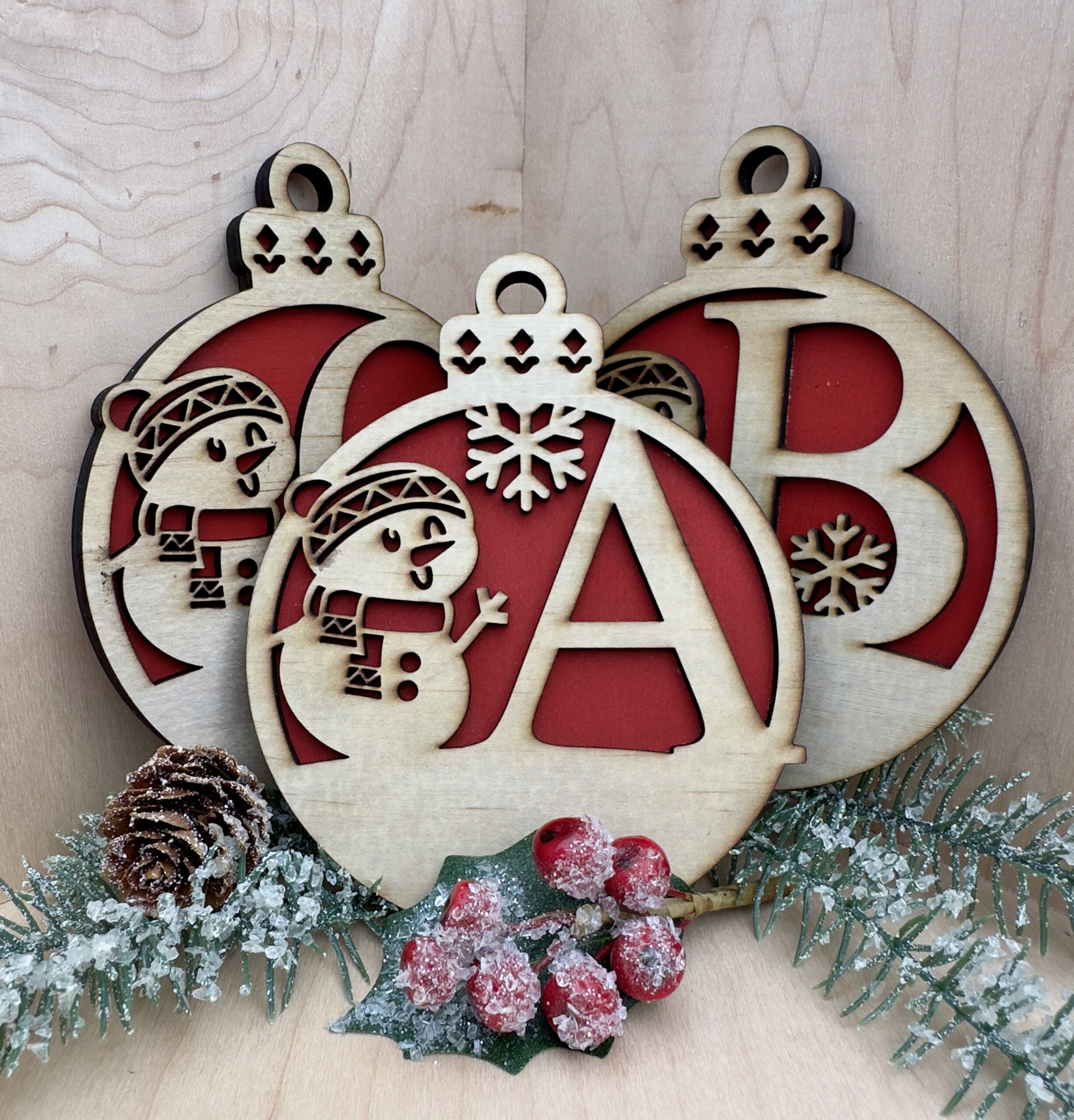 Snowman Letter Ornaments with Custom Engraving Snowman Letter Ornaments with Custom Engraving - Image 2