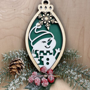 Christmas Ornament - Snowman Wearing Polka Dot Scarf
